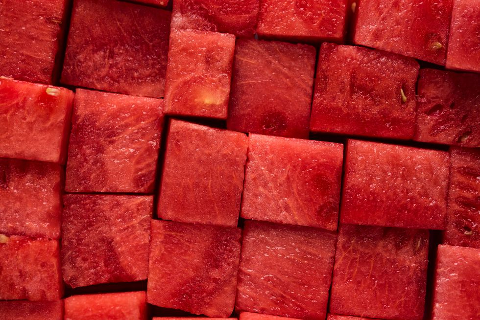 Red, Colorfulness, Carmine, Brick, Rectangle, Building material, Vegetarian food, 