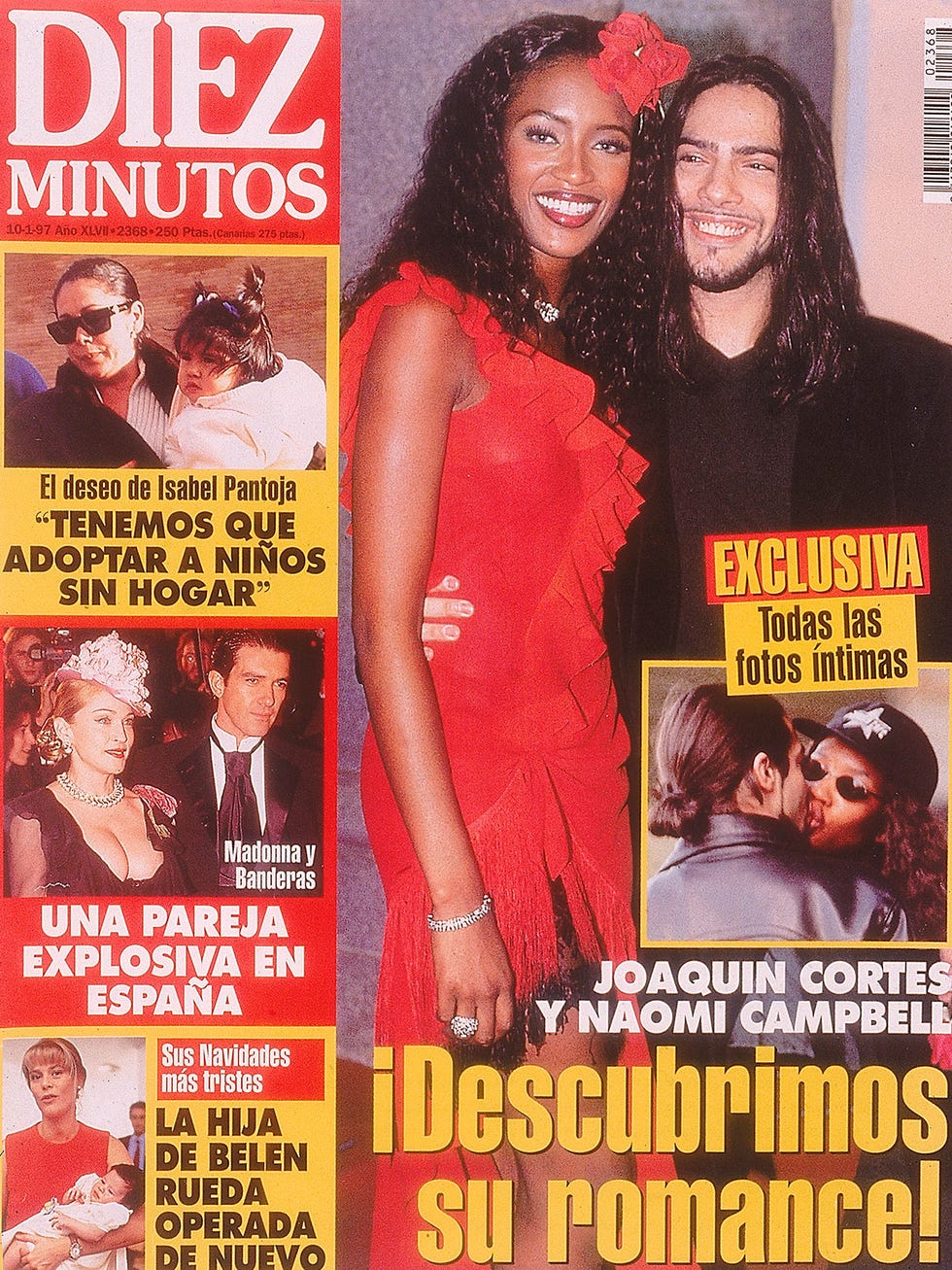 joaquín cortes y naomi campbell, portada diez minutos
