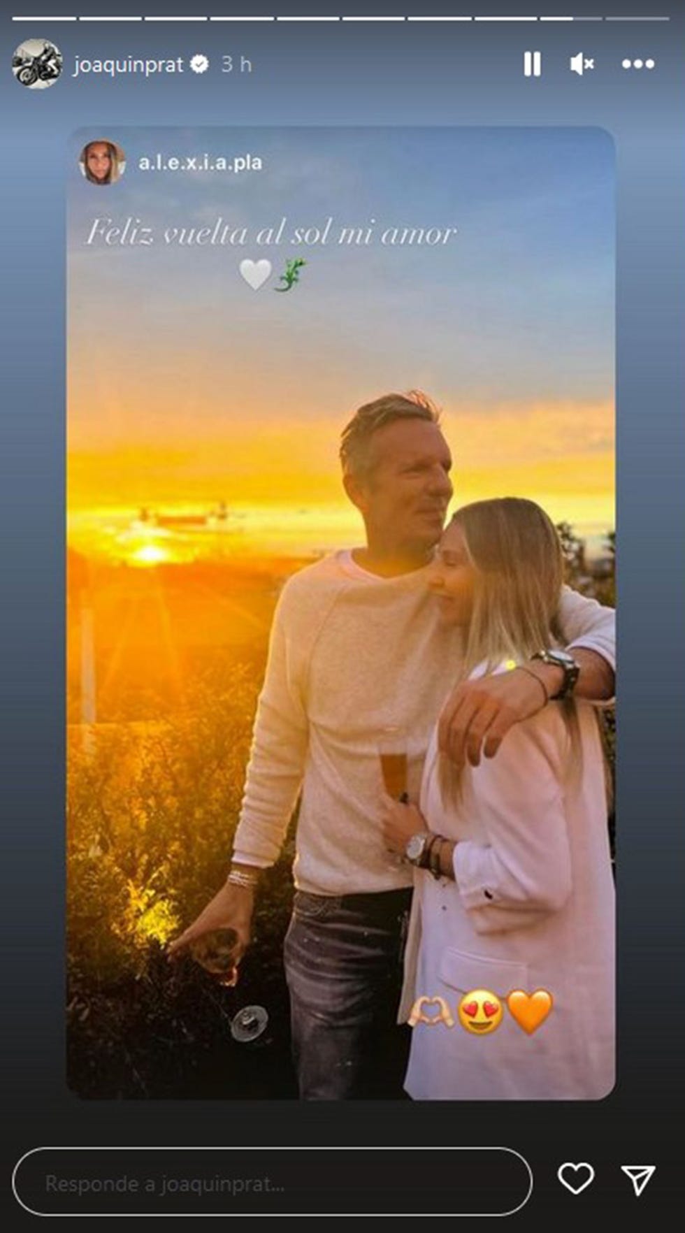 alexia pla felicita a joaquín prat por su cumpleaños