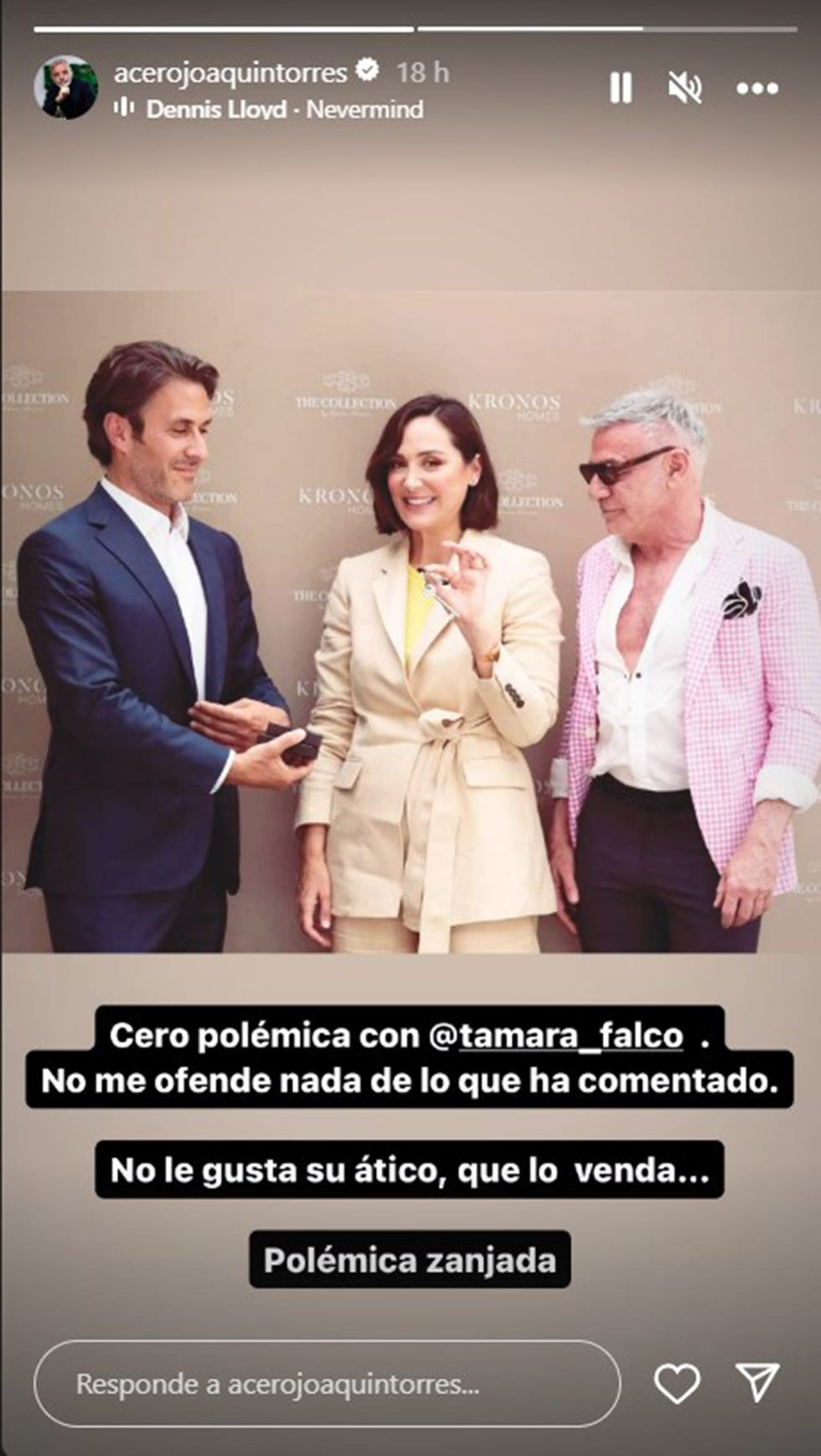 el arquitecto joaquin torres carga contra tamara falco y le recomienda que venda su casa si no le gusta