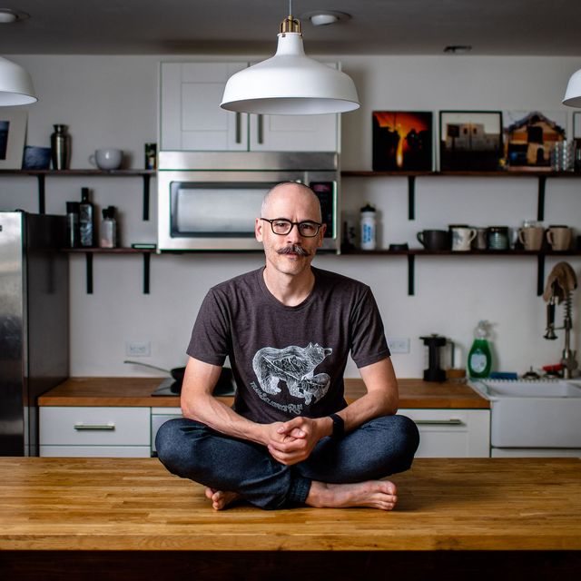 Jody Bailey self-portrait in his kitchen in Canada in March 2020.