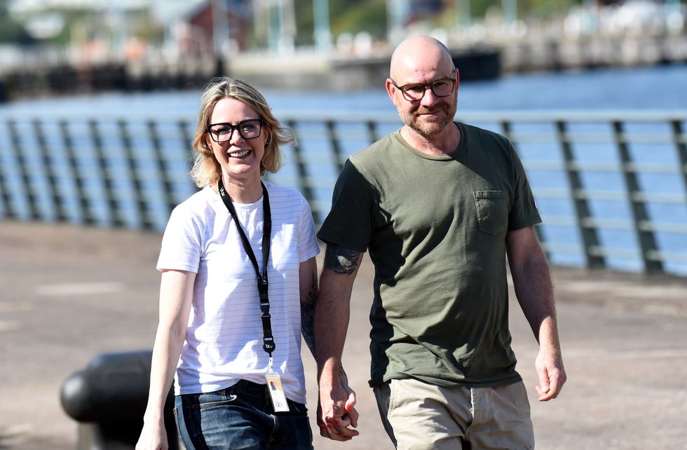 mandatory credit photo by mcpixshutterstock 10802530r coronation street stars and real life couple joe duttine and sally carman joe duttine and sally carman out and about, media city, manchester, uk 14 sep 2020