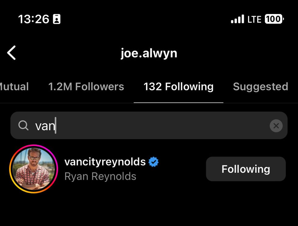 joe alwyn still following ryan reynolds on instagram