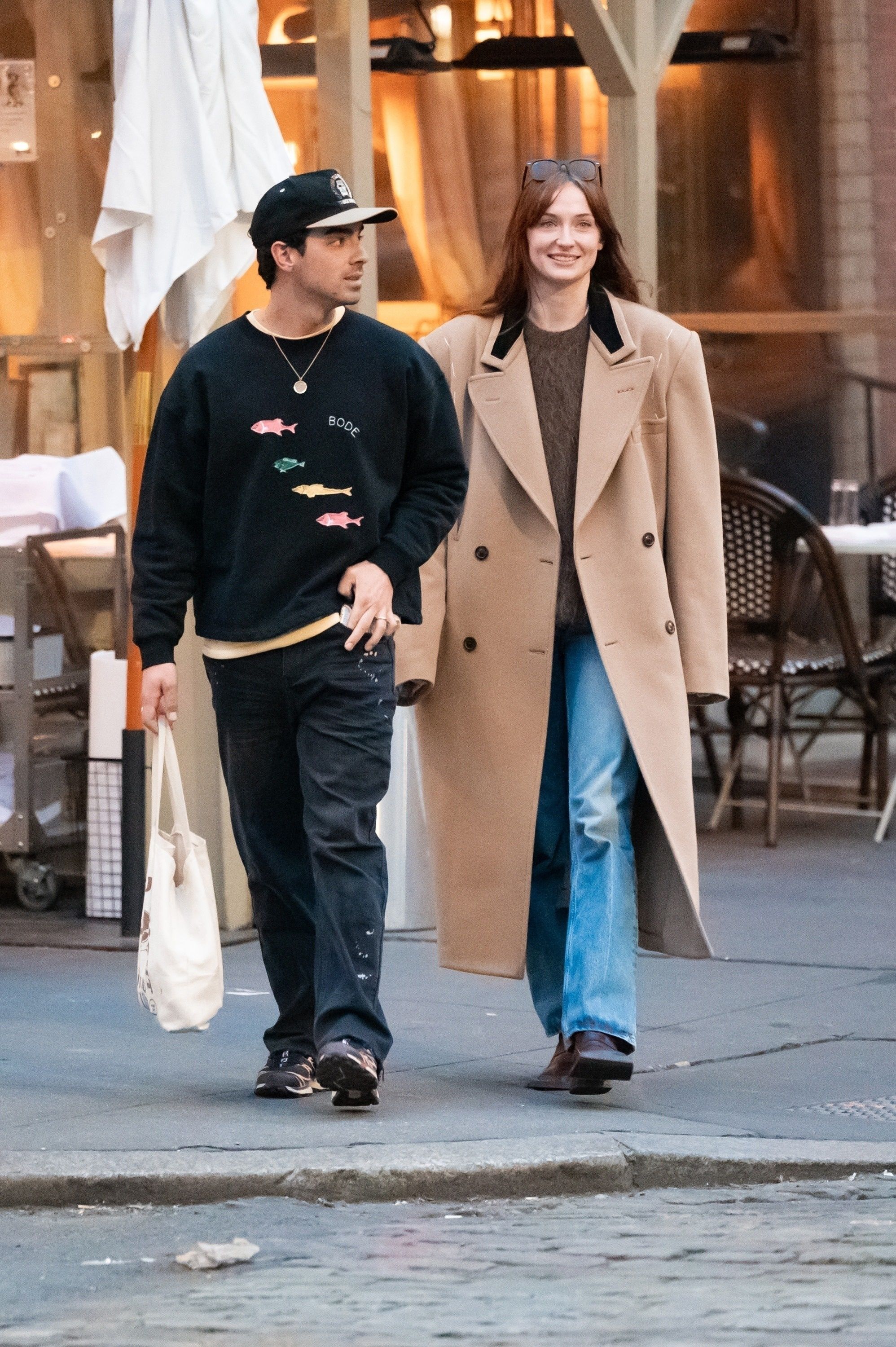 Sophie Turner and Joe Jonas Match in Tan and Black Outfits in NYC