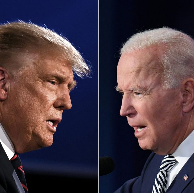 topshot combo this combination of pictures created on september 29, 2020 shows us president donald trump l and democratic presidential candidate former vice president joe biden squaring off during the first presidential debate at the case western reserve university and cleveland clinic in cleveland, ohio on september 29, 2020 photo by jim watson and saul loeb  afp photo by jim watsonsaul loebafp via getty images