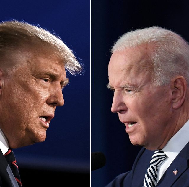 topshot combo this combination of pictures created on september 29, 2020 shows us president donald trump l and democratic presidential candidate former vice president joe biden squaring off during the first presidential debate at the case western reserve university and cleveland clinic in cleveland, ohio on september 29, 2020 photo by jim watson and saul loeb  afp photo by jim watsonsaul loebafp via getty images