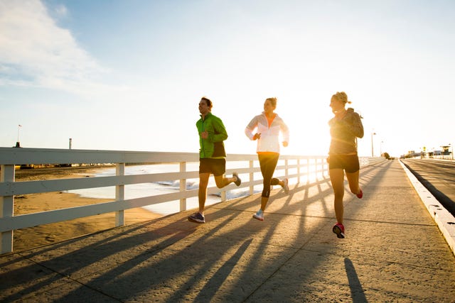 jogging along the coast