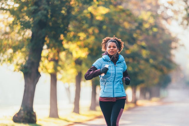 jogging in autumn park