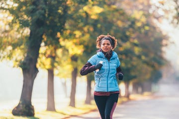 jogging in autumn park