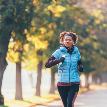 Jogging in autumn park jogging in autumn park