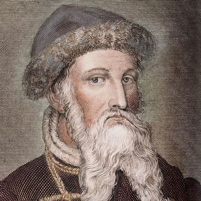 johannes gutenberg portrait in cap and long white beard