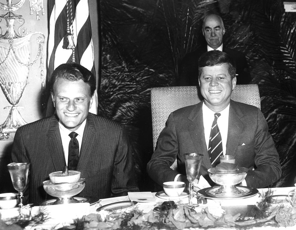 Billy Graham and John F. Kennedy at the National Prayer Breakfast in Washington D.C. in February 1961.