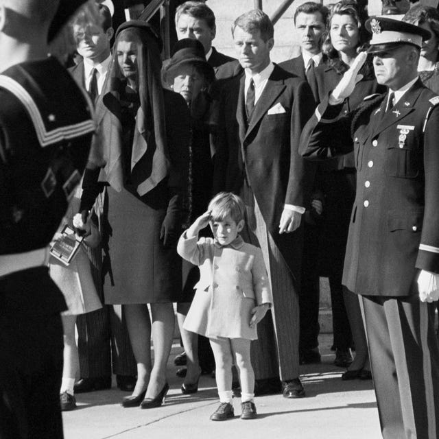 john f kennedy jr saluting his father at funeral