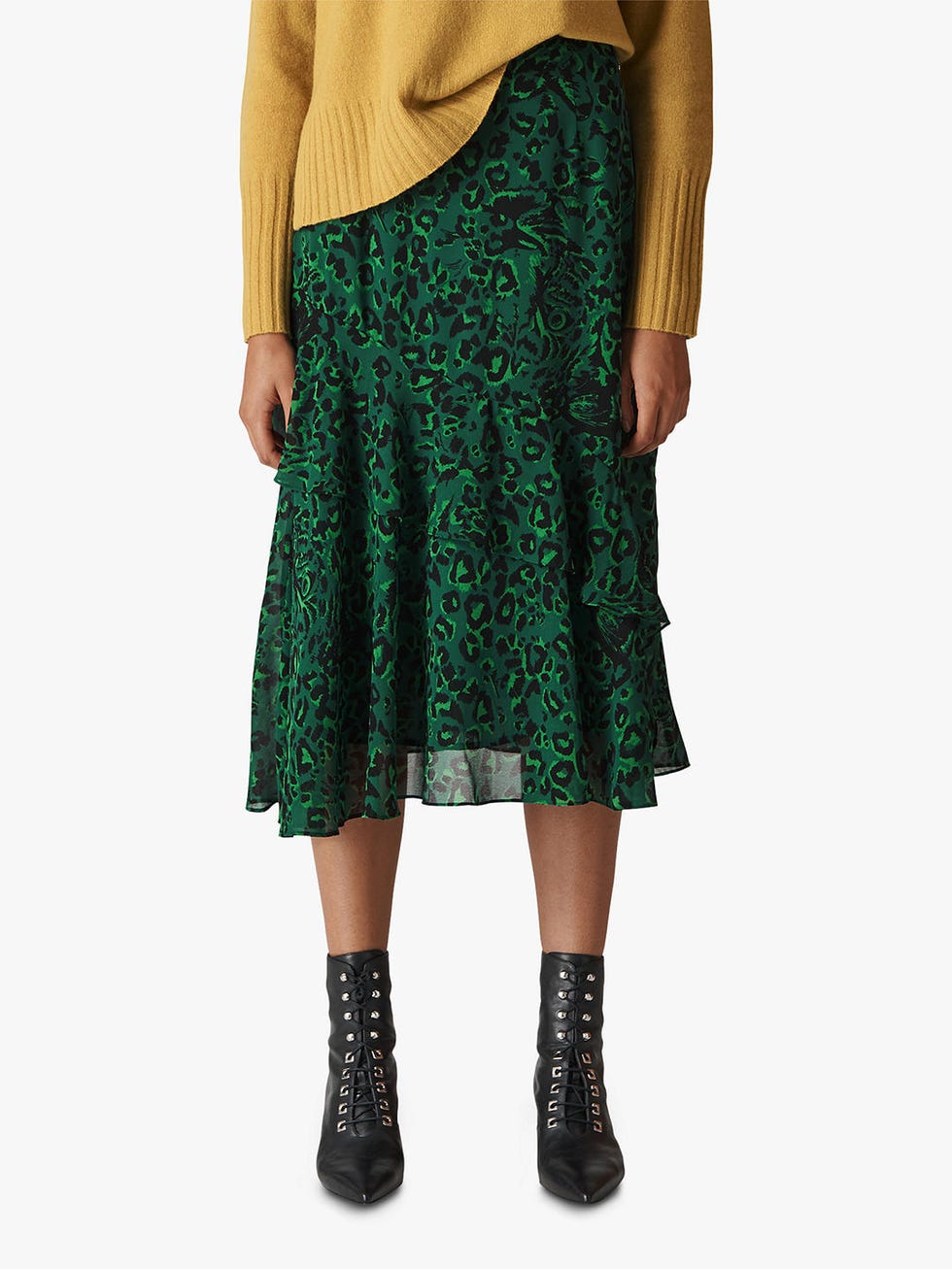 Clothing, Green, Dress, Waist, Joint, Footwear, Day dress, A-line, Visual arts, 