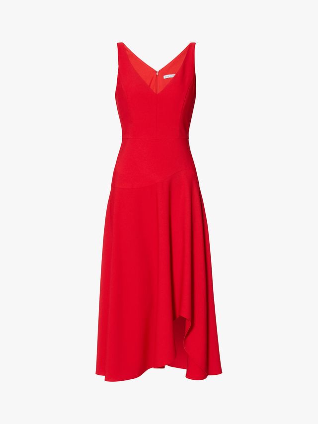 Clothing, Dress, Day dress, Cocktail dress, Red, A-line, Pink, Neck, Gown, Formal wear, 