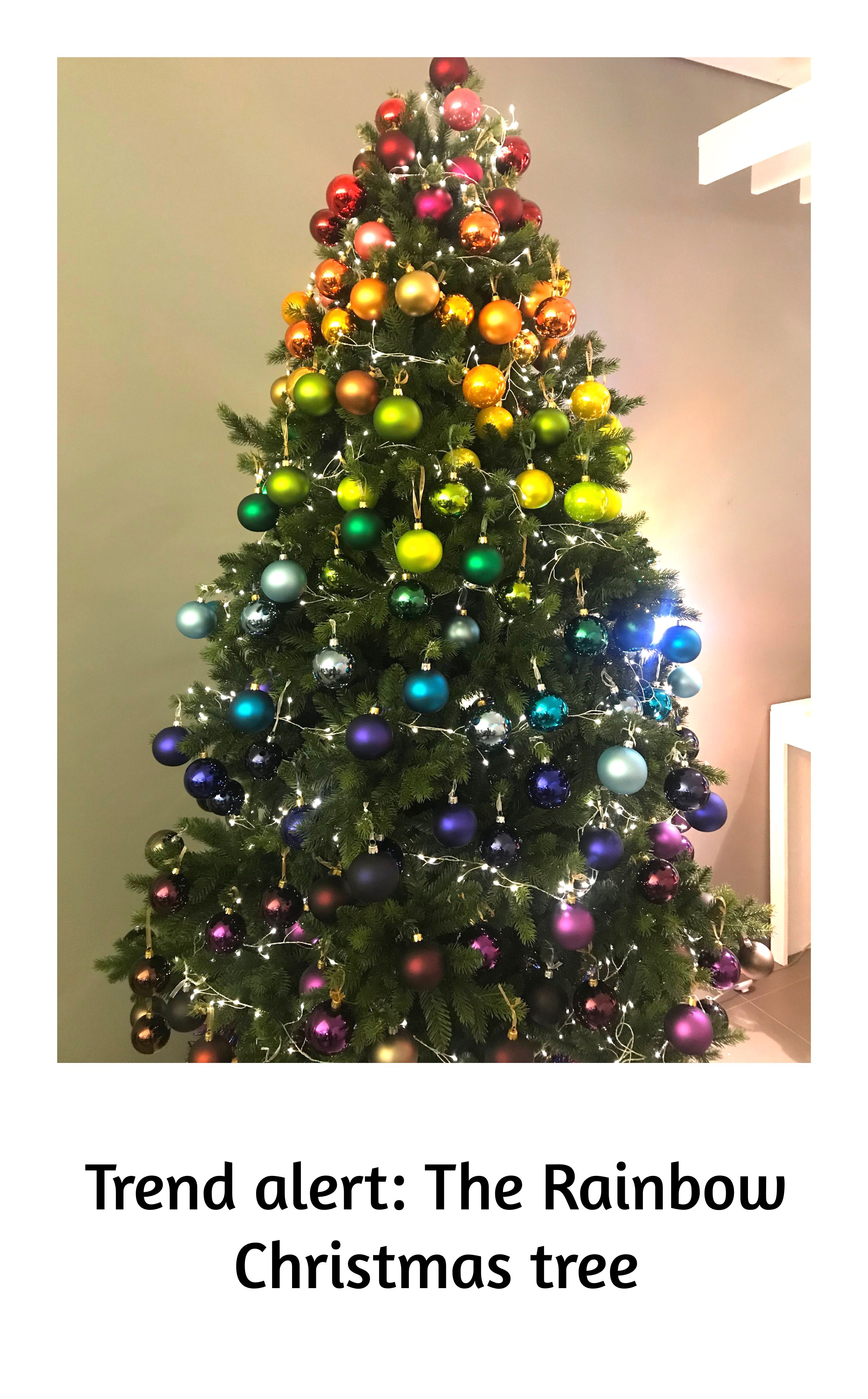 rainbow bauble christmas tree