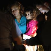 A mother and child at the border in Texas