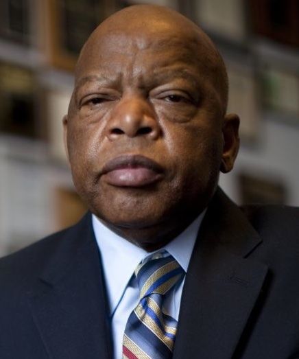 civil right icon john lewis in a navy suit