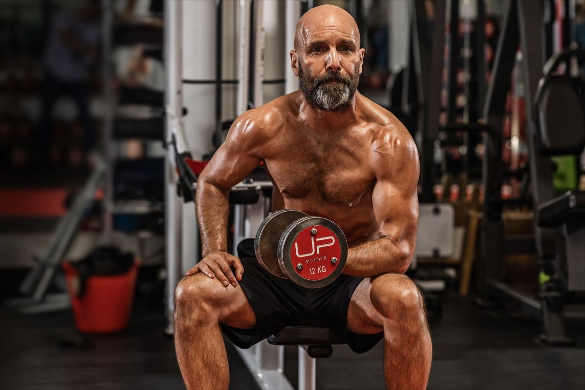 actor johnny harris working out for great expectations at up fitness