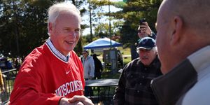 muskego, wisconsin   october 08 sen ron johnson r wi greets people during a campaign stop at the moose lodge octoberfest celebration on october 08, 2022 in muskego, wisconsin johnson will face democratic contender mandela barnes in the mid term elections photo by scott olsongetty images