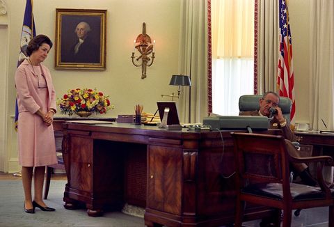 the johnson desk in the oval office of the white house