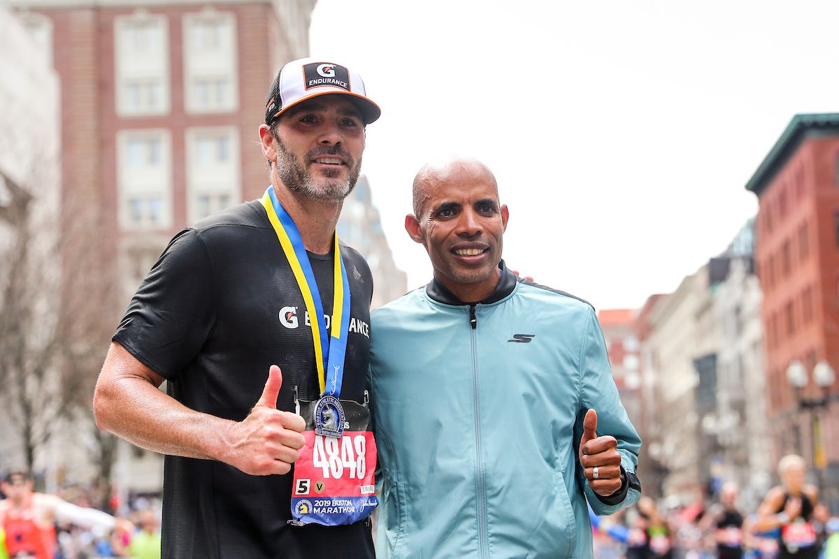 Jimmie Johnson Boston Marathon - NASCAR Driver Jimmie Johnson Runs Boston