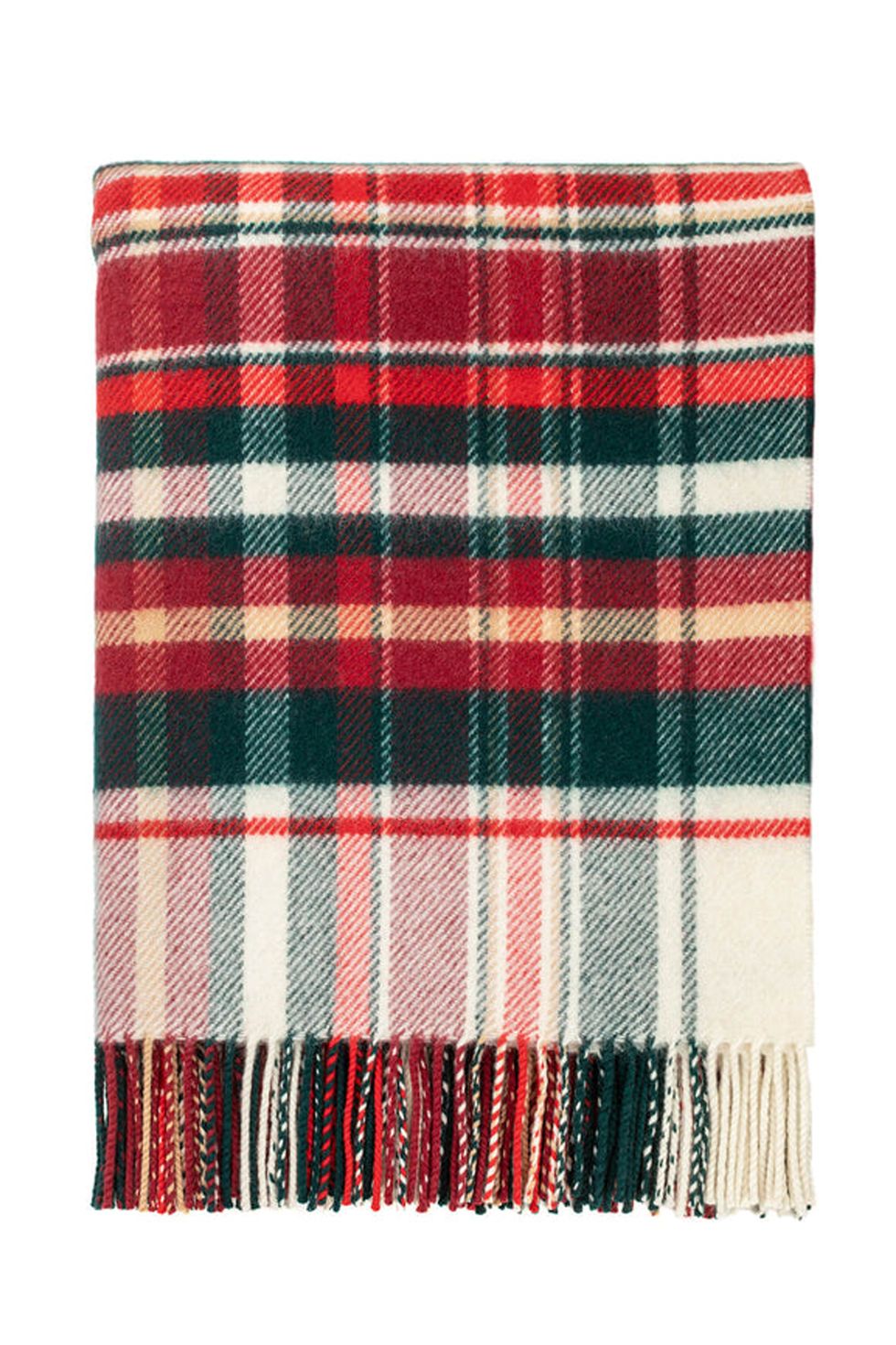 a red and green plaid blanket