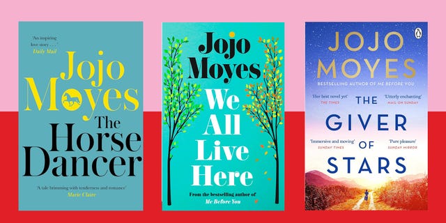 three book covers by jojo moyes displayed side by side