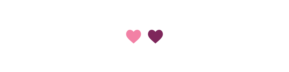 two stylized heart shapes in pink and dark purple