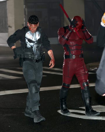 jon bernthal as the punisher, charlie cox as daredevil filming daredevil born again in new york