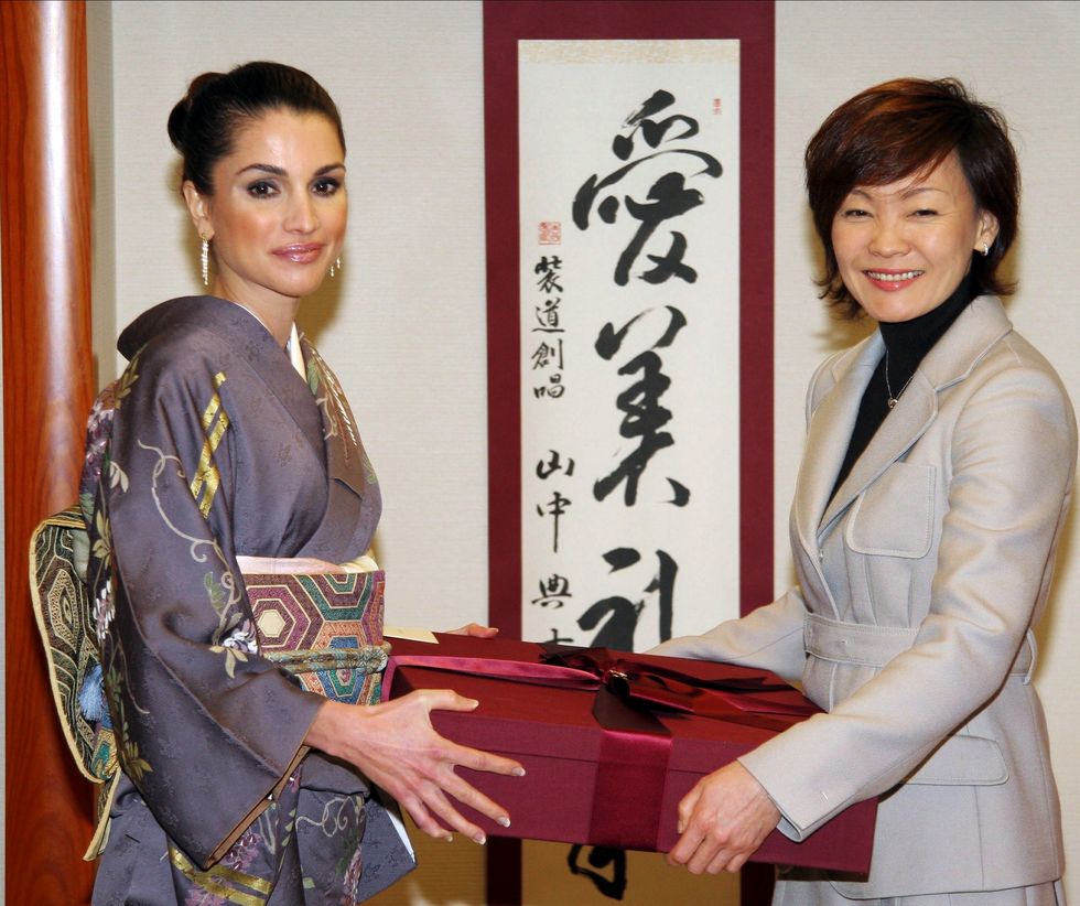 jordan's hm queen rania and hrh princess iman in tokyo, japan on december 22, 2006