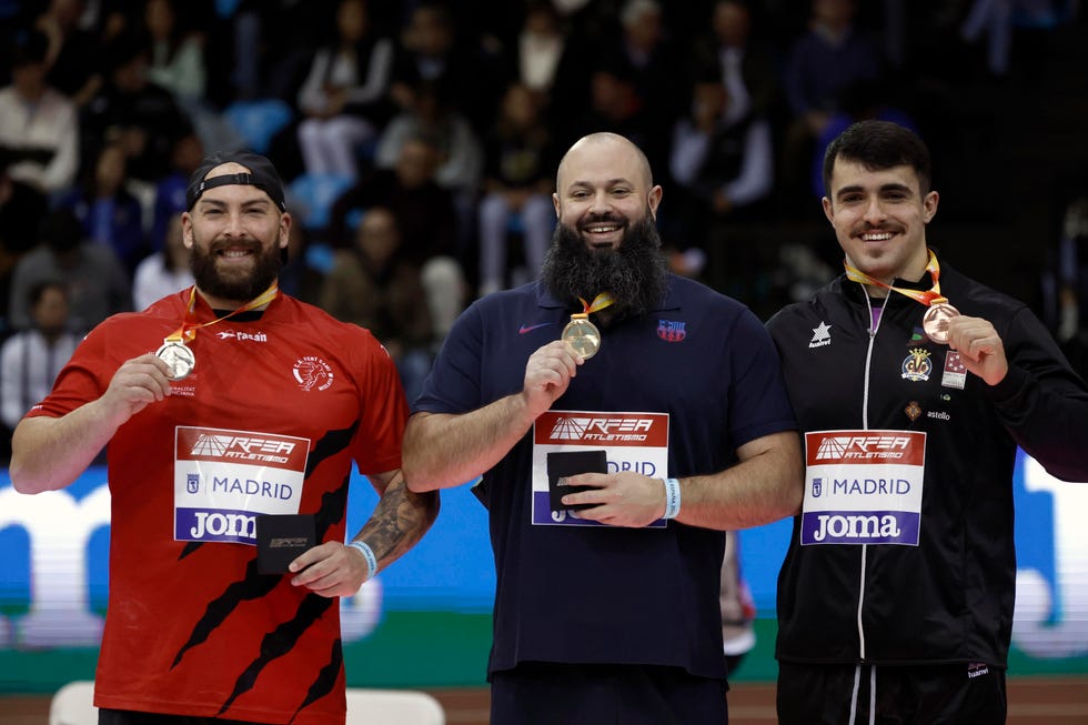 miguel gómez, el primero por la derecha, en el podio del pasado campeonato de españa de pista cubiertacampeonato de españa de atletismo en pista cubierta que se disputa hoy sábado en el polideportivo gallur de madrid efe sergio pérez