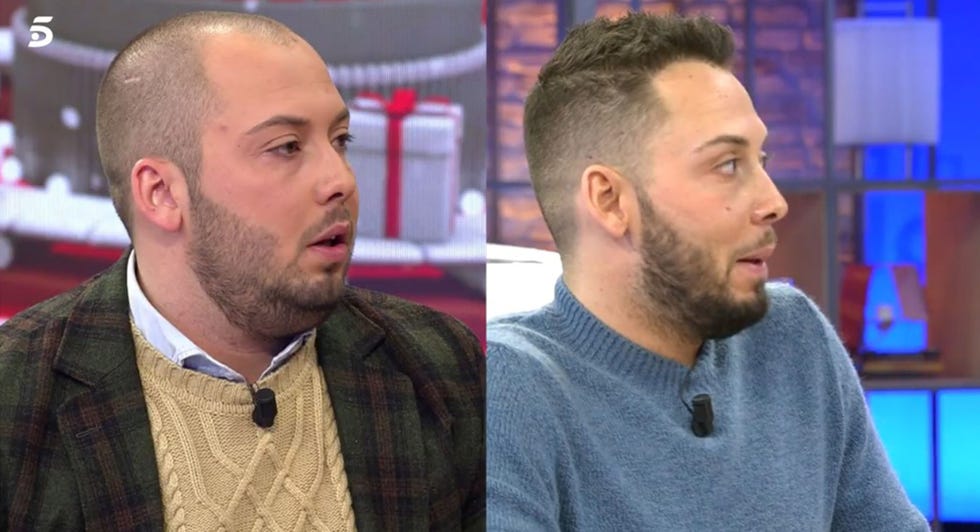 el colaborador de television en una imagen de 2020 y otra de 2021 en la que se aprecia su radical cambio de imagen