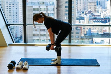 strength training equipment in row