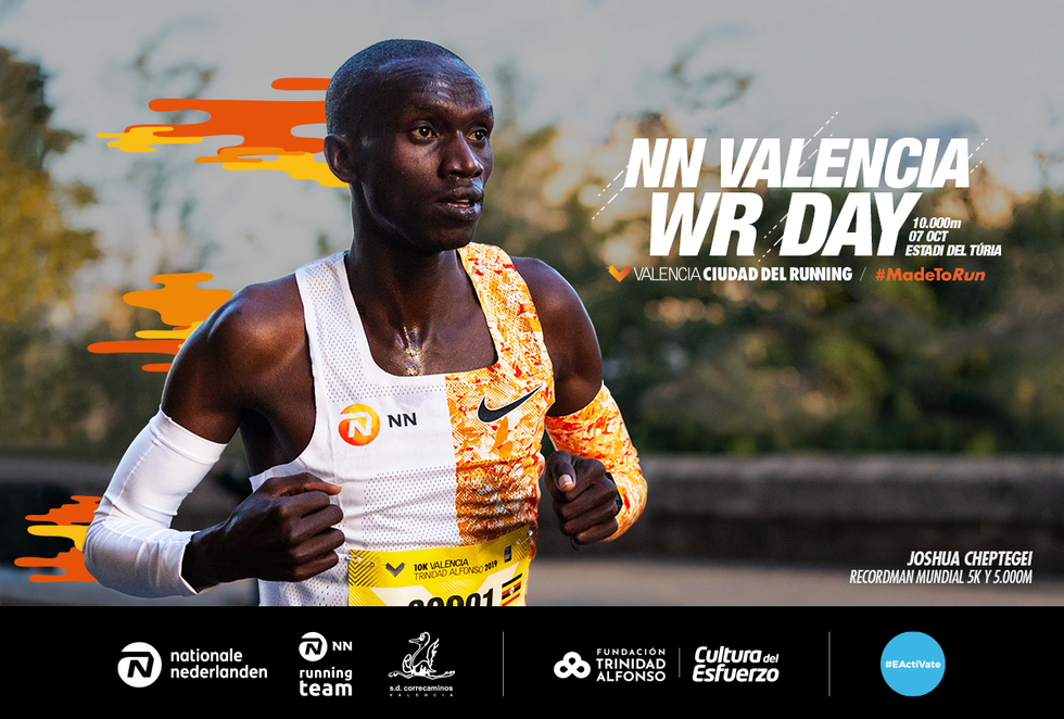cartel del nn valencia wr day en el que joshua cheptegei buscará el récord mundial de 10000 metros en valencia