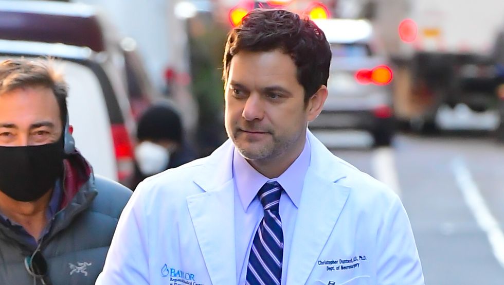 new york, ny   january 07  actor joshua jackson is seen set of dr death on january 7, 2021 in new york city  photo by raymond hallgc images