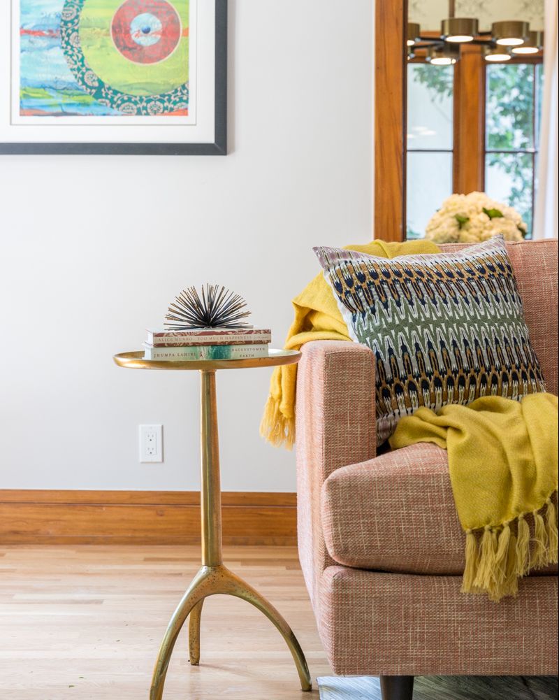 Furniture, Yellow, Room, Green, Interior design, Table, Turquoise, Aqua, Living room, Wall, 