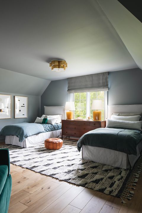 gray twin bedroom