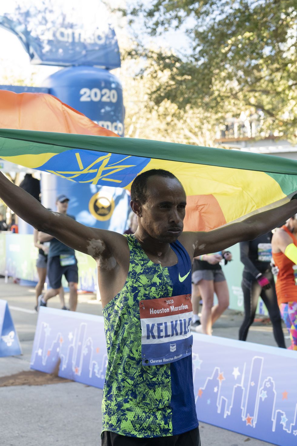 Kelkile Woldaregay Gezahegn of Ethiopia won his ninth career marathon in 2:08:36 in Houston on Sunday, January 19, 2020.