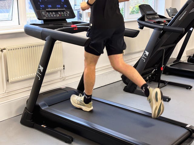 a man running on a treadmill