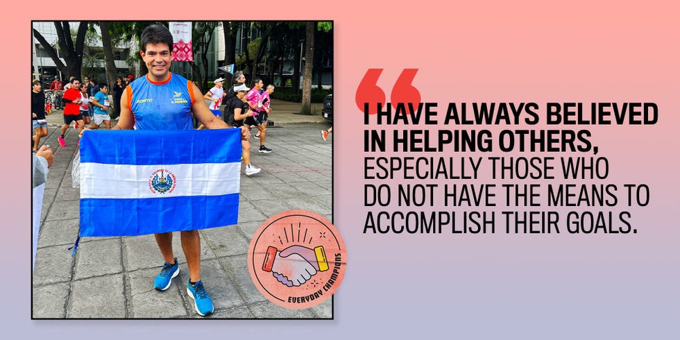 juan antonio sorto holding salvadoran flag, i have always believed in helping others, especially those who do not have the means to accomplish their goals