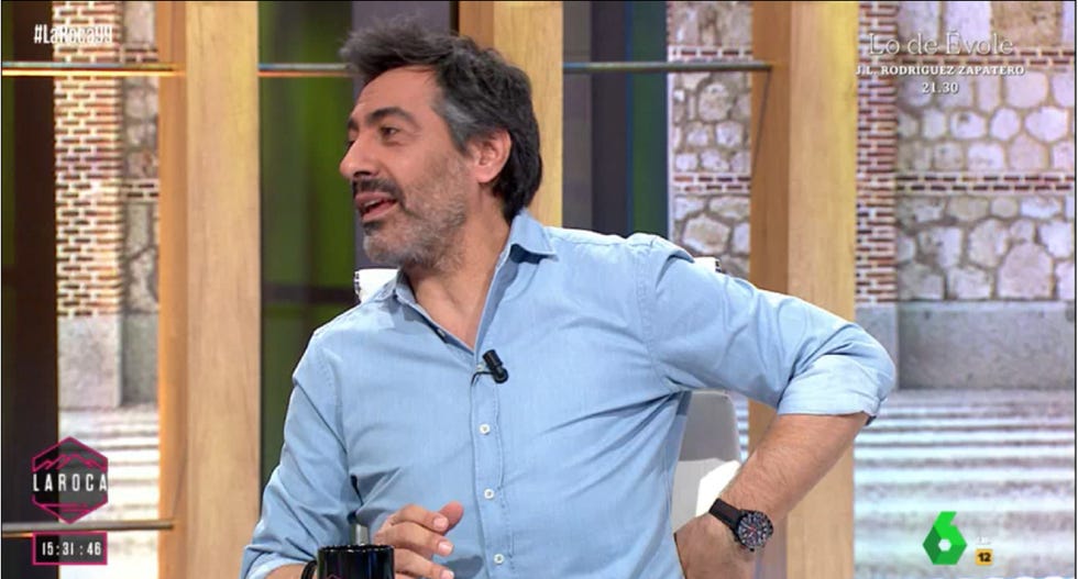 el marido de nuria roca se toca la espalda en el programa de la sexta