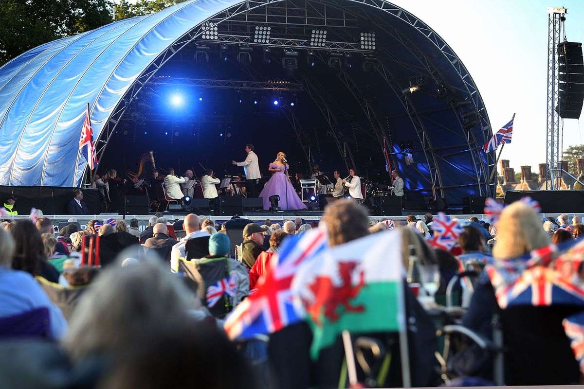 sandringham, england june 03 editorial use only singer katherine jenkins performs on stage to pay tribute to queen elizabeth ii on the sandringham estate on june 3, 2022 in sandringham, united kingdom the platinum jubilee of elizabeth ii is being celebrated from june 2 to june 5, 2022, in the uk and commonwealth to mark the 70th anniversary of the accession of queen elizabeth ii on 6 february 1952 photo by martin popegetty images for aba