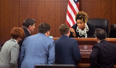 judge ramona franklin speaking to lawyers from behind the bench
