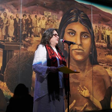 judith baca, ucla professor emeritus of chicana and chicano and central american studies and a professor of world arts and cultures, at the unveiling of her mural la memoria de la tierra ucla judith baca, ucla professor emeritus of chicana and chicano and central american studies and a professor of world arts and cultures, at the unveiling of her mural la memoria de la tierra ucla