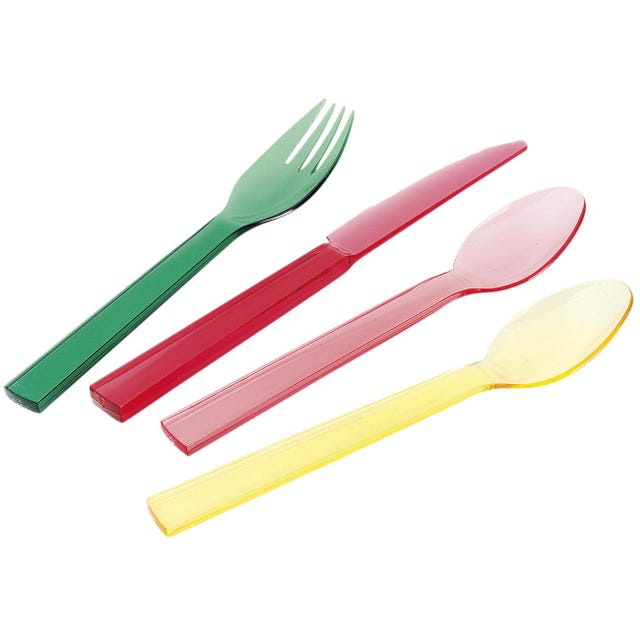 cubiertos de polipropileno de colores, resistentes y ligeros