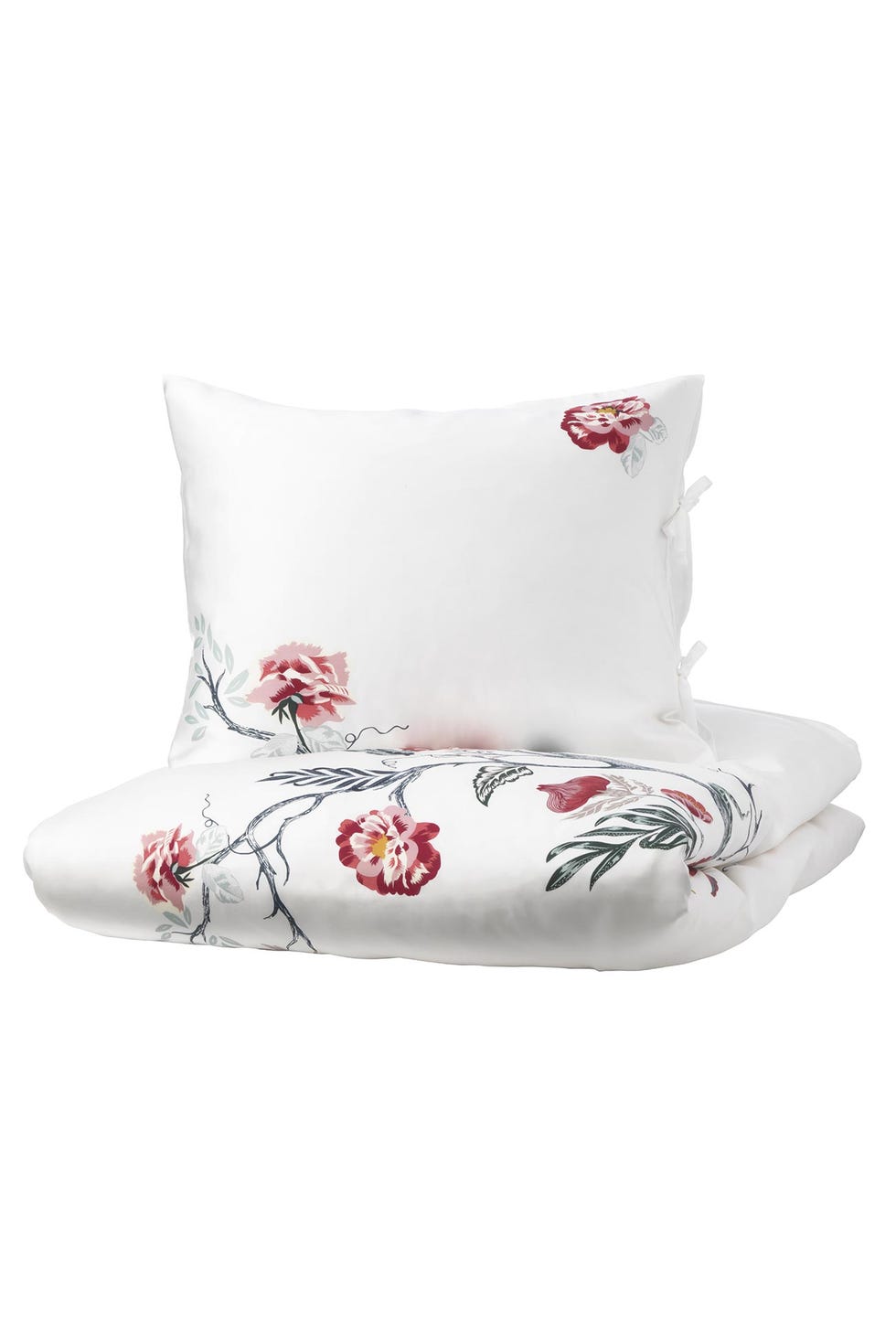 funda nórdica y fundas de almohada con flores bordadas modelo jättelilja