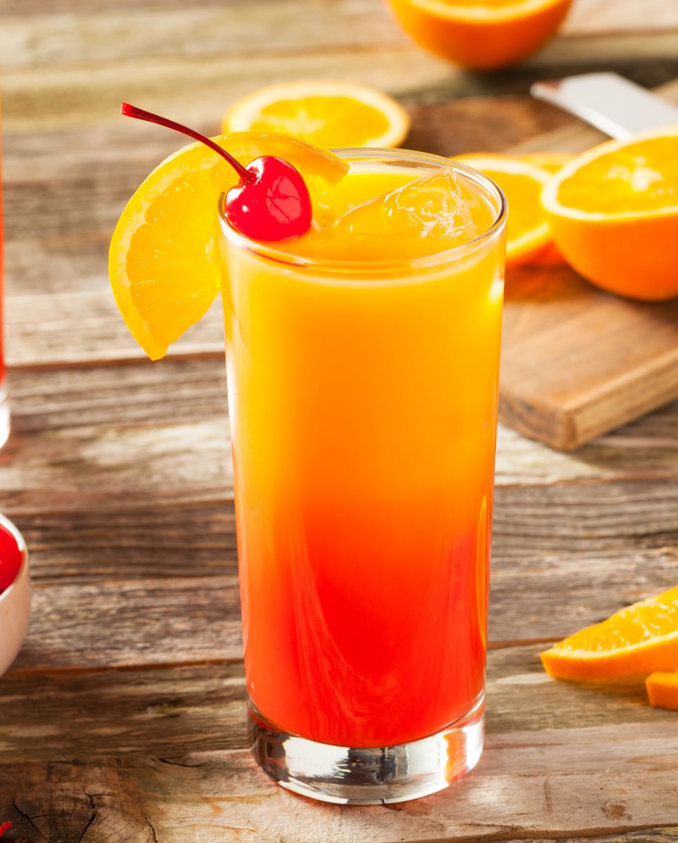 juicy orange and red tequila sunrise