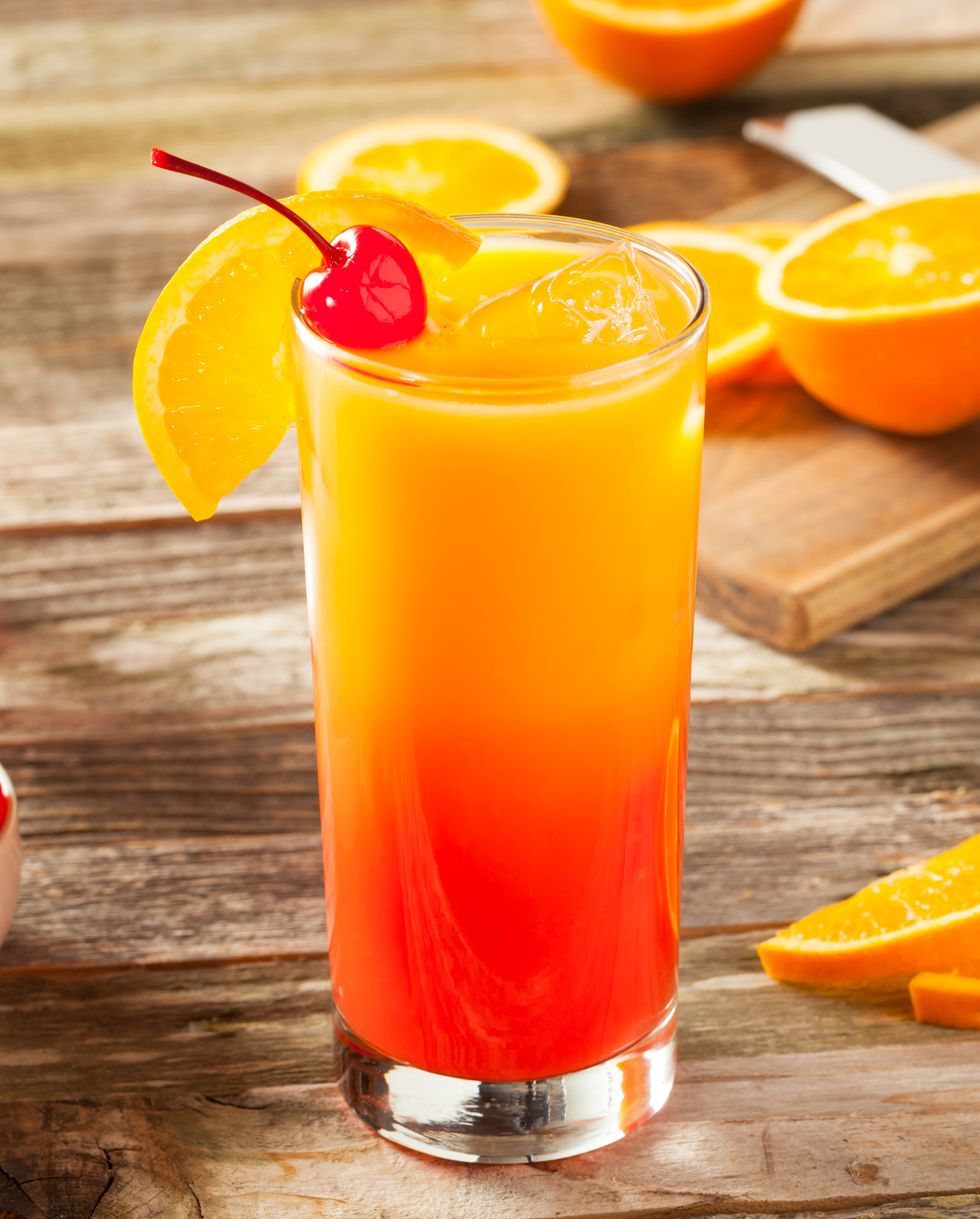juicy orange and red tequila sunrise