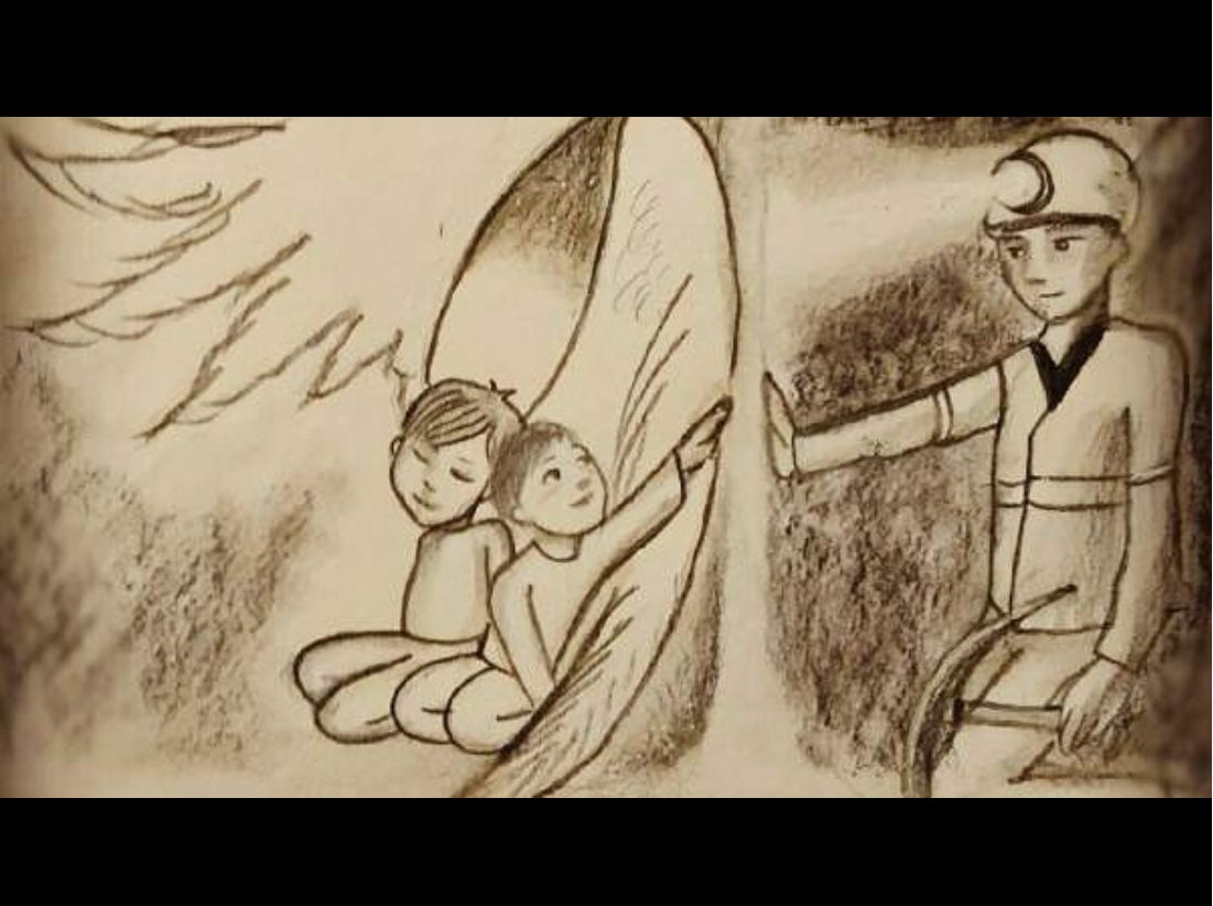 Drawing, Cartoon, Sketch, Illustration, Text, Art, Visual arts, Black-and-white, Fiction, Font, 